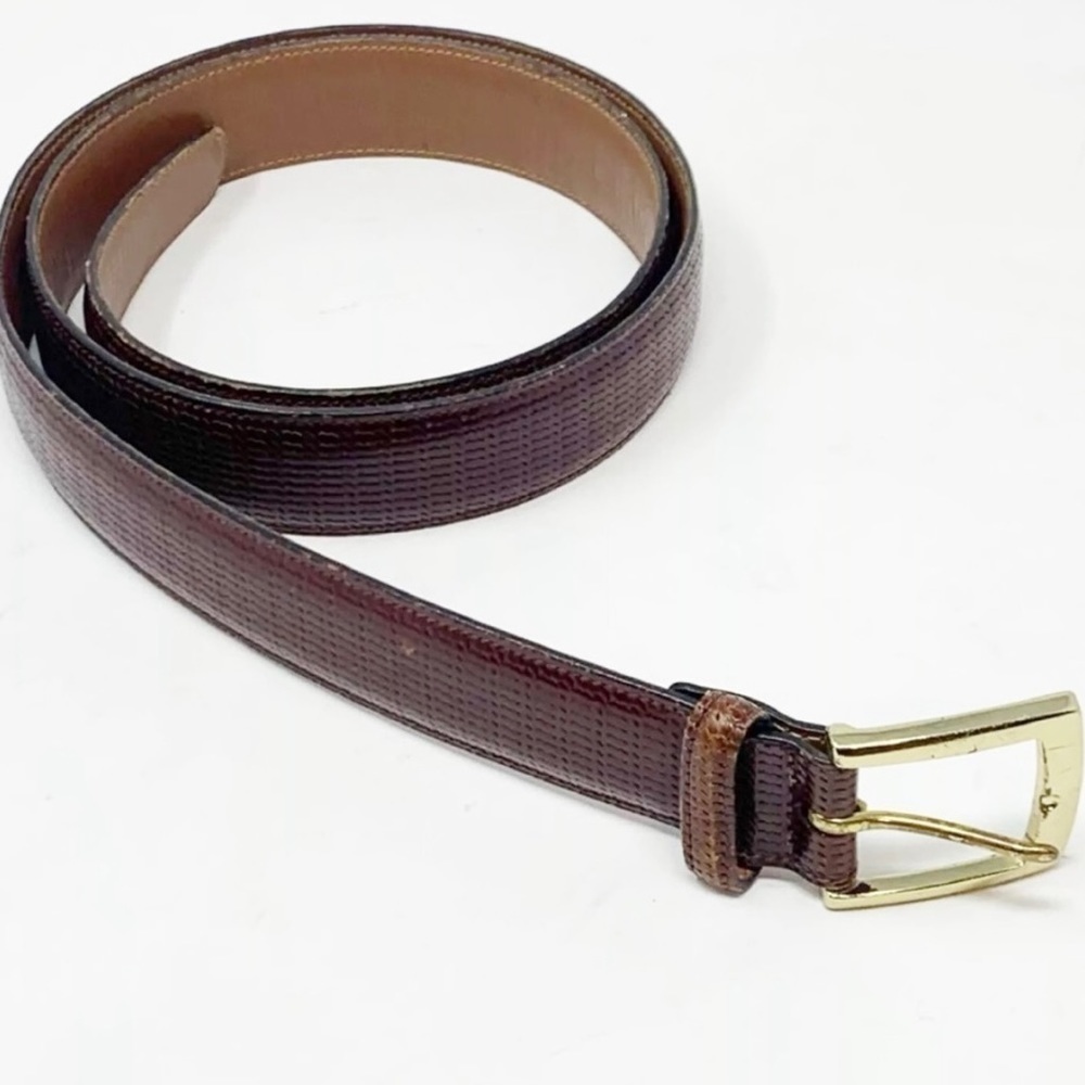 TRAFALGAR Brown Townsend Weave Leather Men's Belt 38/95 Handmade USA